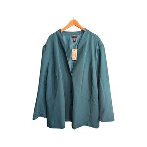 New Maggie Barnes Teal Blazer Women's Size 32W Plus Turquoise